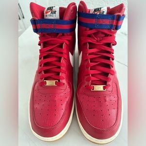 AUTHENTIC Nike Air Force 1 One Hightop Leather Sneaker Shoes Red White Blue
